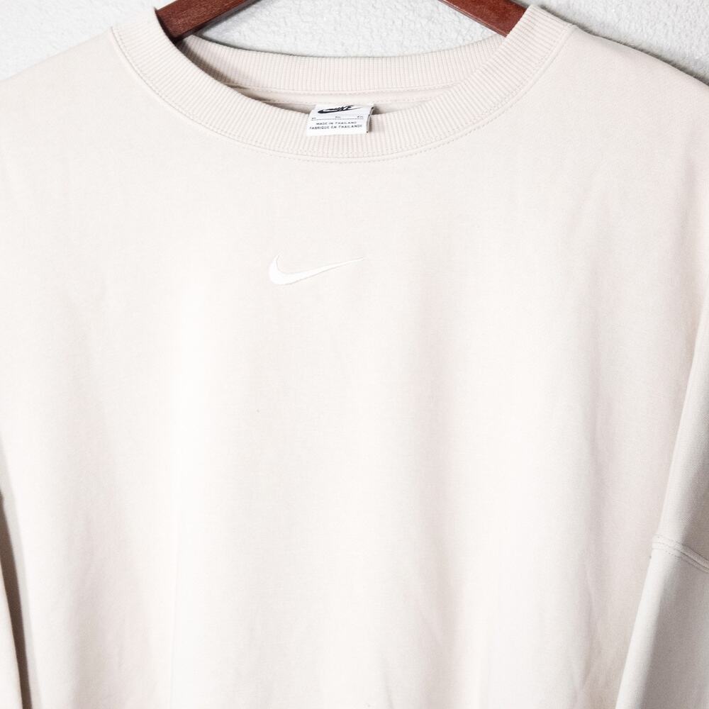 Nike Cropped Oversized Sweatshirt Cream Size XL Sporty Minimal - Picture 3 of 7